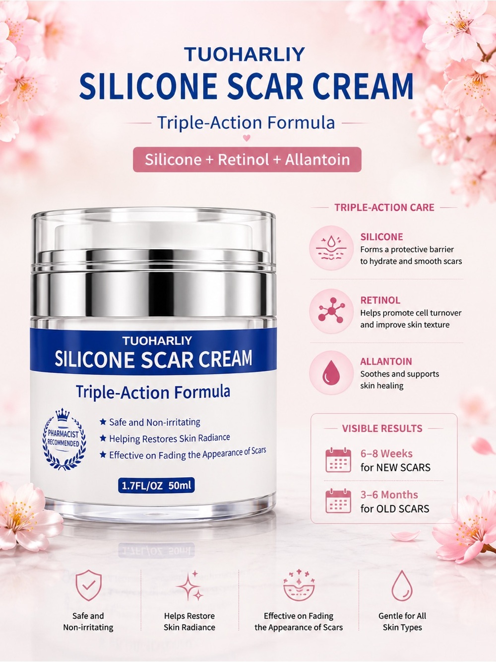 Tuoharliy Triple-Action Silicone Scar Cream EXP:07/2028